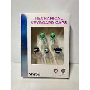 Set 6‼ Vivitar Mechanical Keyboard Cap Alien UFO Space Novelty Keycap Gamer Gift